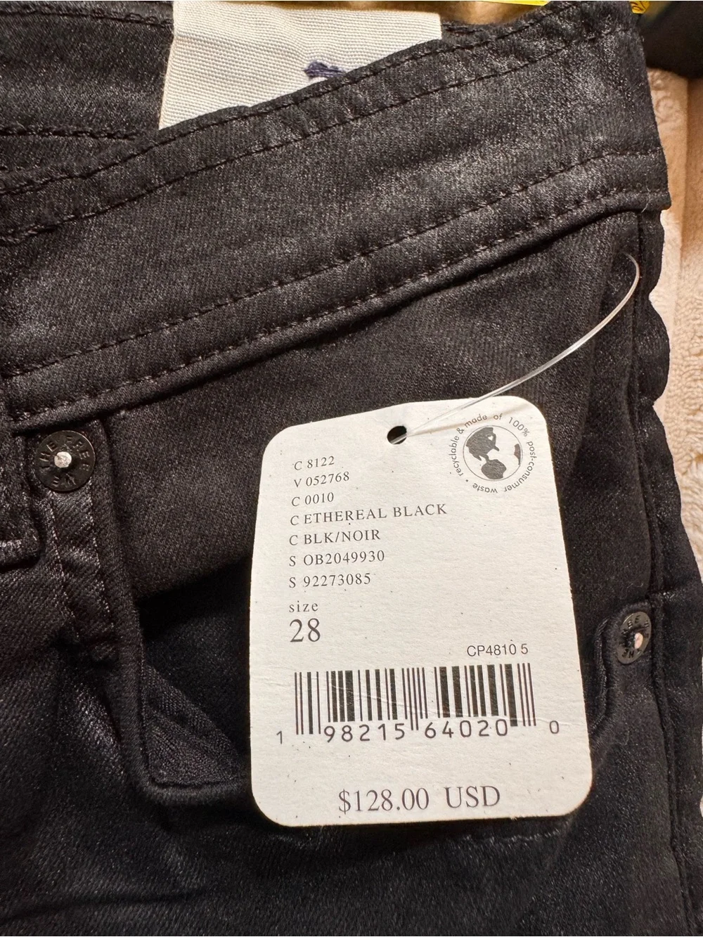 Nwt $128 Free People We The Free Xena Coated Straight Jeans Size 28